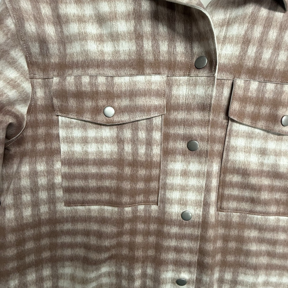 Zara Womens XS Plaid Shacket NWT Snap Front Shirt Jacket‎ Brown Cream - Picture 6 of 16